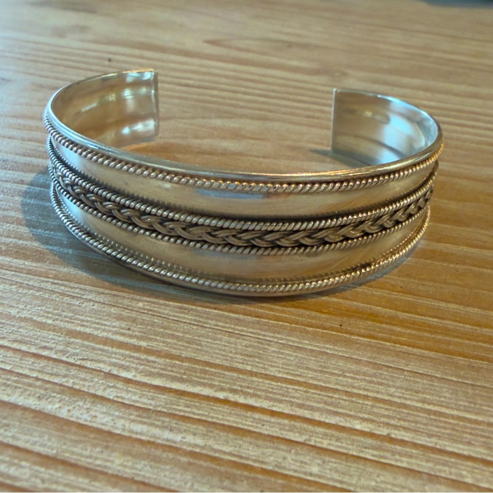Vintage Designer BA Suarti Indonesia Sterling Silver Cuff Bracelet